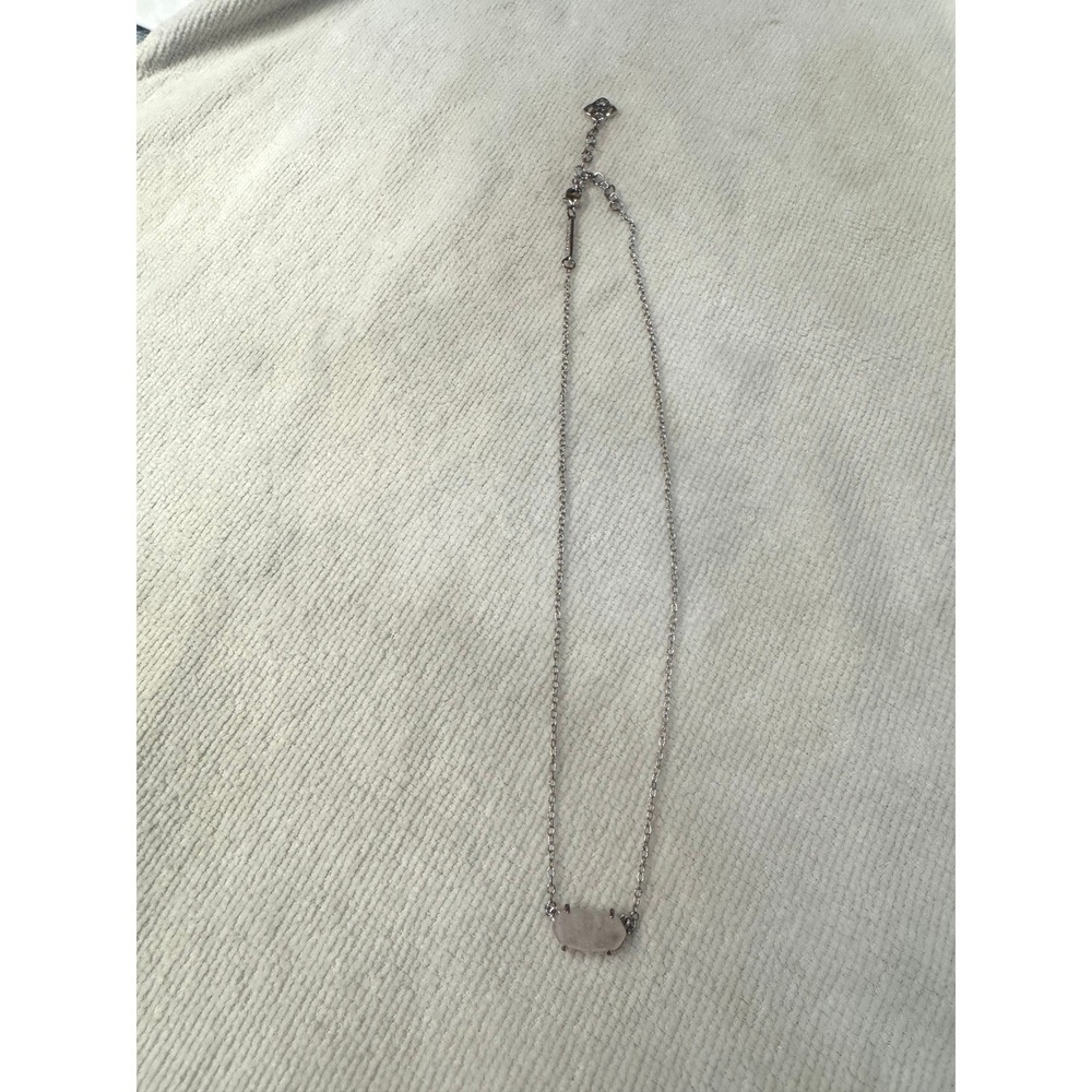 Kendra Scott Elisa Pendant Necklace Women OS Silver Excellent Rose Quartz‎